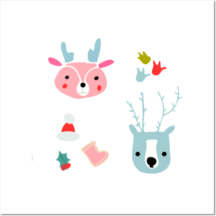 cute deer and reindeer Posters and Art